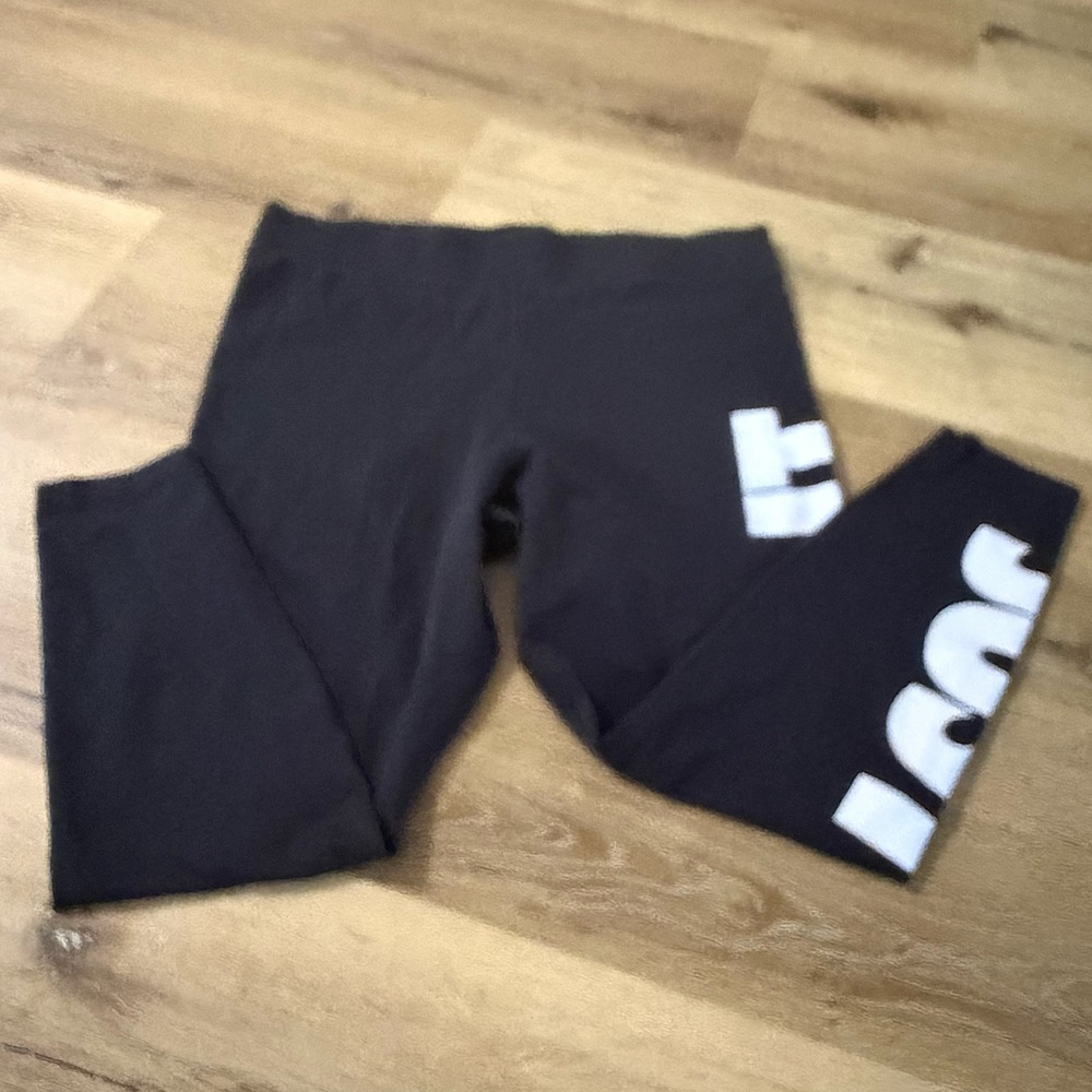 Nike Just Do It Graphic Leggings Black White Swoosh Activewear Womens 1X